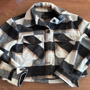 Love Tree Kids Checkered Jacket - Black, Cream, and Tan